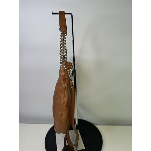 Michael Kors MK SILVER Leather Tote shoulder Bag purse Crossbody Silver chain - Picture 5 of 9